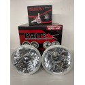 UNIVERSAL HEADLIGHTS 7" ROUND CONVERSIONS EURO CLEAR GLASS H4 PAIR WITH LED H4 HIGH LOW BEAM