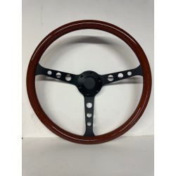 UNIVERSAL 15" STEERING WHEEL BLACK 3 SPOKE CIRCLES