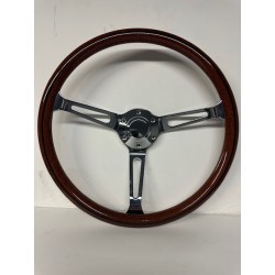 UNIVERSAL 15" STEERING WHEEL CHROME 3 SPOKE SLANTED