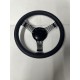 BLACK BILLET 3 SPOKE STEERING WHEEL WITH BLACK WRAP 9 HOLE UNIVERSAL