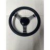 BLACK BILLET 3 SPOKE STEERING WHEEL WITH BLACK WRAP 9 HOLE UNIVERSAL