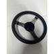 BLACK BILLET 3 SPOKE STEERING WHEEL WITH BLACK WRAP 9 HOLE UNIVERSAL