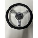 CHROME BILLET 3 SPOKE STEERING WHEEL WITH BLACK WRAP 9 HOLE UNIVERSAL