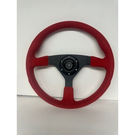 RED SUEDE UNIVERSAL STEERING WHEELS 6 HOLE 14" 3 SPOKE