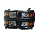 Black Housing Headlights 2014-2016 Chevy Silverado 1500 / 2500 Set