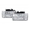 Chrome Diamond Headlamps 1994 - 1998 Chevy Tahoe Sub 8pc Combo Kit with Parking Lights