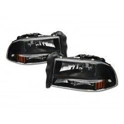 1pc Black /Amber Dodge Dakota /Durango 1997 - 2004 Headlamps