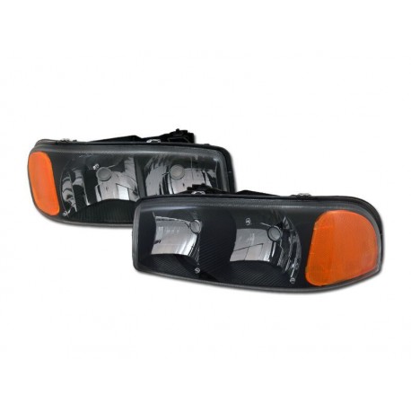 Diamond Black /Clear 1999 - 2006 GMC Yukon Sierra Headlamps