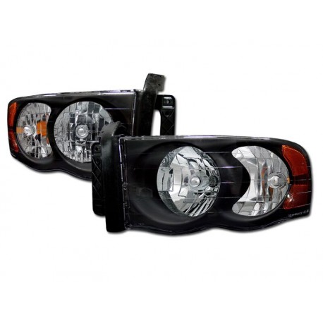 Black Housing Amber Headlamps 2002 - 2005 Dodge Ram 1500 /2500 Set