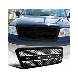 2004-2008 Ford F 150 Glossy Black Raptor Style Square Mesh Grille Replacement