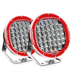 Led Work Lights 9" Round  96 Watts Fog Lights Red Housing 6000k White