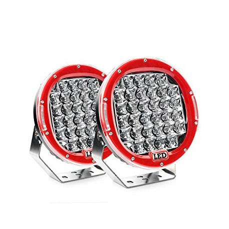 Led Work Lights 9"Round  96 Watts Fog Lights Red Housing 6000k White