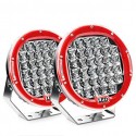 Led Work Lights 9" Round  96 Watts Fog Lights Red Housing 6000k White