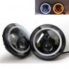 Led 7"Amber White Hi Low 30 watts  45 watts  Round Black Housing Head Lights  6000K White 4000  Lumens Pair