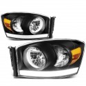 Dodge Ram 1500 2500 2006-2008 Black Housing DRL Cobb headlights