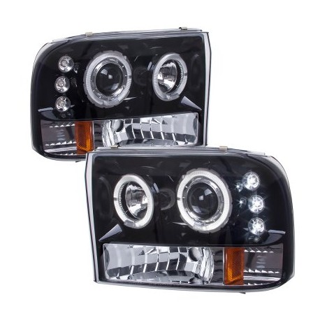 Angel Eye Projector Black  /Clear 1999-2004 Ford F 250 350 Super Duty Headlights