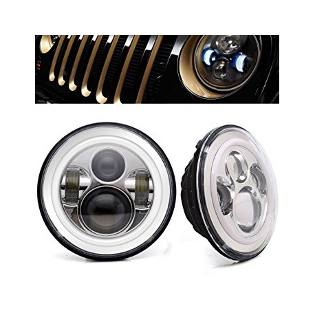 7" Round Cree Led chrome Housing Headlights W High Low Beam Jeep JK 2007-2014 /Toyota FJ Cruiser/Hummer H2