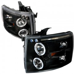Chevy Silverado 2007-2013 1500  Black Angel Eye Projector Headlights