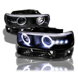 1999-2002 Chevy Silverado Black Halo Combo Projectors Headlights