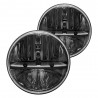 Led 7" Round Headlights Black Housing 20 45 Watts each 6000K White 3700 Lumens Pair