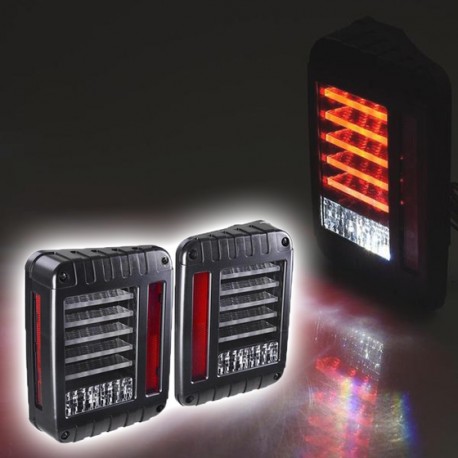Led Jeep jk 2007-2017 wrangler taillights black housing with fiber optic