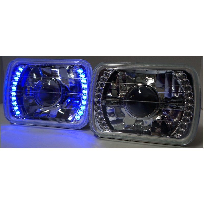 Led conversion headlights 7x6/5x7 with led blue lights projector style headlights w h4 plug in