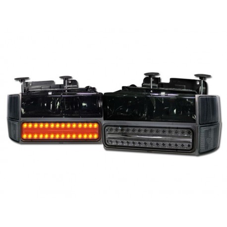 1994-1998 chevy c-10 tahoe suburban  smoke combo headlights  and led smoke parking lights and smoke corners