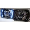 7x6 Headlights Black Housing  Leds projector with white led side lights