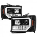 2007-2013 Gmc Sierra 1500/2500 C bar Black housing Projector Headlights