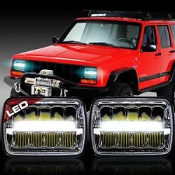1993-98 Jeep Cherokee  Headlights Chrome  Housing  with Led drl headlights