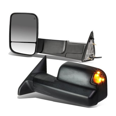 ECCPP Tow Mirrors Towing Mirrors fit for 2011-2018 Ram 1500 2500 3500 2009-2010 Dodge Ram 1500 with Left Right Side Power Adjusted Heated Turn Signal Puddle Light with Black Housing 
