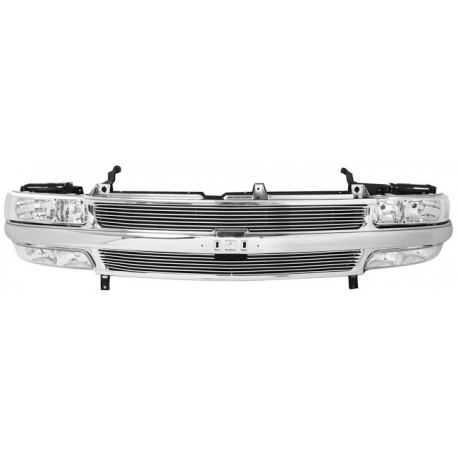 1999-2002 Chevy Silverado combo grille chrome  grille replacement with 4mm billet grille replacment shell