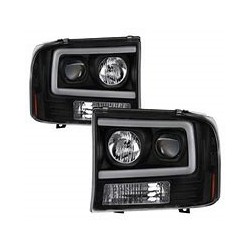 FORD F250/350 ESCURSION 1999-2004 BLACK C BAR HEADLIGHTS PROJECTORS