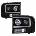 FORD F250/350 ESCURSION 1999-2004 BLACK C BAR HEADLIGHTS PROJECTORS