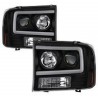 FORD F250/350 ESCURSION 1999-2004 BLACK C BAR HEADLIGHTS PROJECTORS