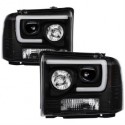 FORD F250/350 ESCURSION 2005-2007 BLACK C BAR HEADLIGHTS PROJECTORS