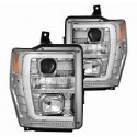 Chrome 2008-2010 FORD F250/350 SUPER DUTY C BAR HALO PROJECTOR HEADLIGHTS