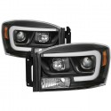 OPTIC LED HALO 2006-2008 DODGE RAM 1500/2500/3500 BLACK HEADLIGHT PROJECTORS