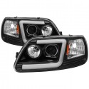 OPTIC LED HALO 1997-2003 FORD F150 EXPEDITION BLACK HEADLIGHT PROJECTORS