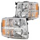 2007-2013 CHEVY SILVERADO CHROME AMBER WITH LED STRIP HEADLIGHTS