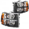 2007-2013 CHEVY SILVERADO BLACK AMBER WITH LED STRIP HEADLIGHTS