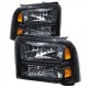 2005-2007 FORD F250/350 BLACK HEADLIGHTS WITH DRL RUNNING LIGHTS