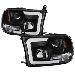 DODGE RAM 2009-2016 BLACK C BAR HALO PROJECTORS HEADLIGHTS