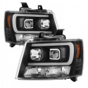 2007-2013 CHEVY TAHOE SUBURBAN C BAR BLACK HALO PROJECTOR HEADLIGHTS