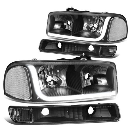 1999-2006 GMC SIERRA/YUKON C BAR HALO BLACK HOUSING CLEAR REFLECTOR