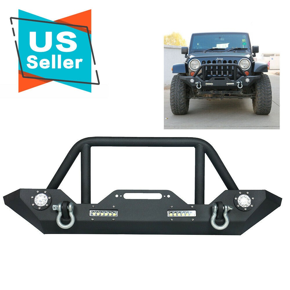 jeep jk wrangler 2007-2017 front bumpers with led built in fog lights sahara  rubicon