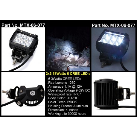 2x3" CREE 6 LED Square Spot Work Lights