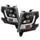 2015-2019 chevy tahoe suburban c bar halo projector headlights black housing