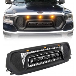 2019-2020 Dodge Ram 1500 Rebel style grille with amber led lights replacement shell