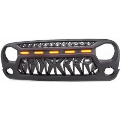 JEEP JK WRANGLER 2007-2017 SHARK STYLE GRILLE WITH AMBER DRL LED LIGHTS